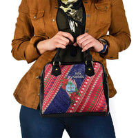 Guam Christmas Shoulder Handbag Felis Nabidat Guaman Seal With Poinsettia LT05 - Polynesian Pride