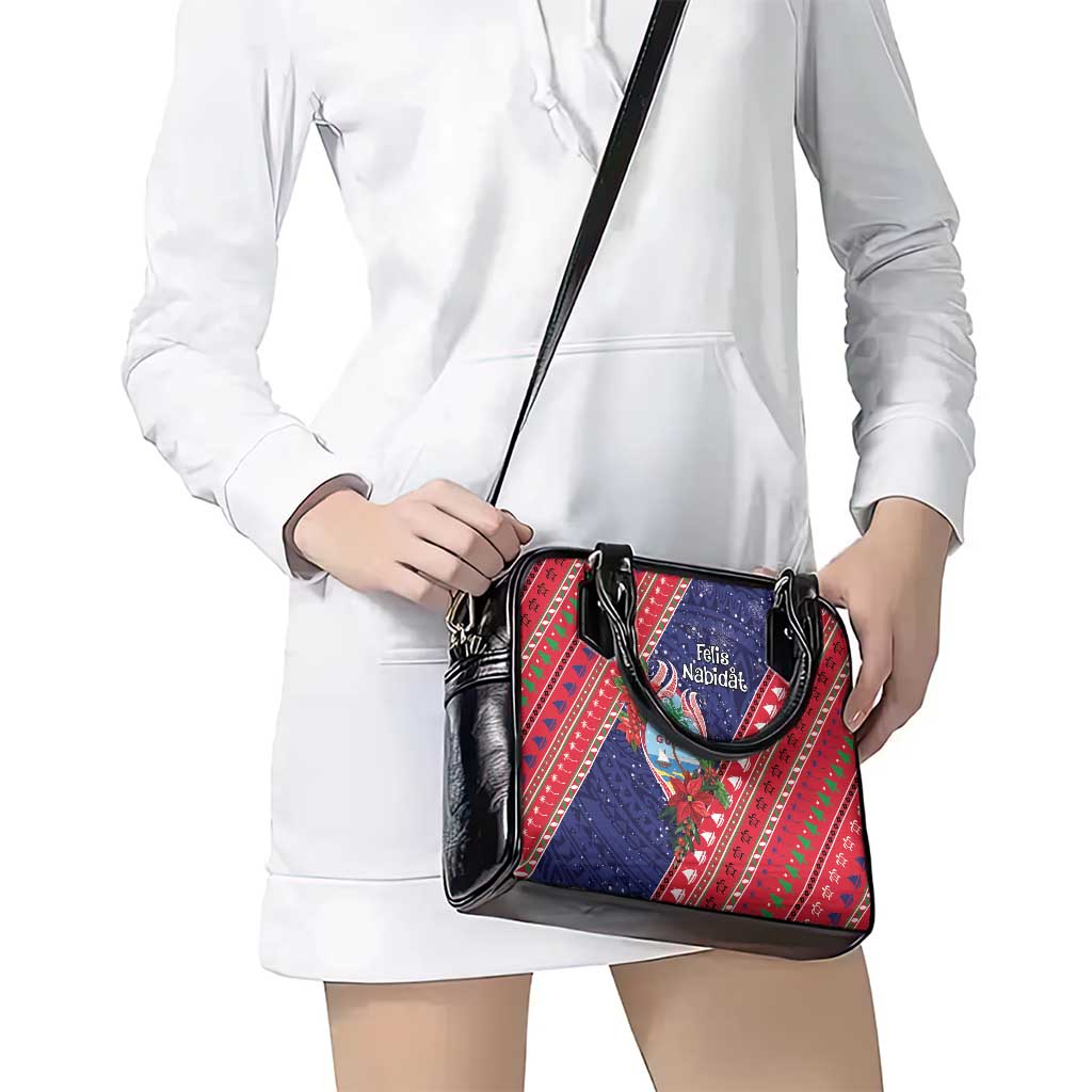 Guam Christmas Shoulder Handbag Felis Nabidat Guaman Seal With Poinsettia LT05 - Polynesian Pride