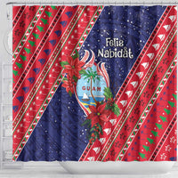 Guam Christmas Shower Curtain Felis Nabidat Guaman Seal With Poinsettia LT05 - Polynesian Pride
