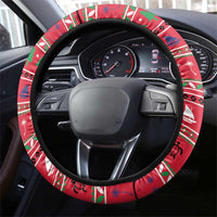Guam Christmas Steering Wheel Cover Felis Nabidat Guaman Seal With Poinsettia LT05 - Polynesian Pride