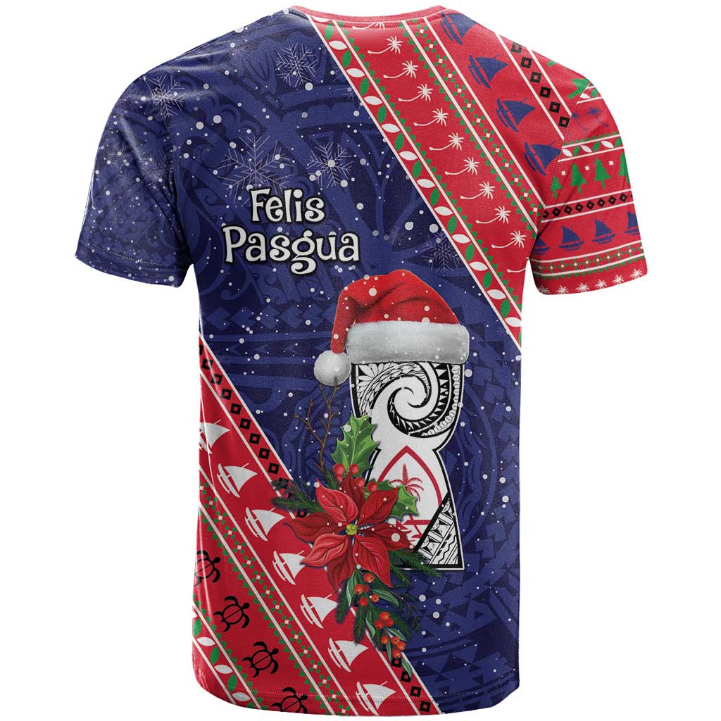 Guam Christmas T Shirt Felis Nabidat Guaman Seal With Poinsettia LT05 - Polynesian Pride
