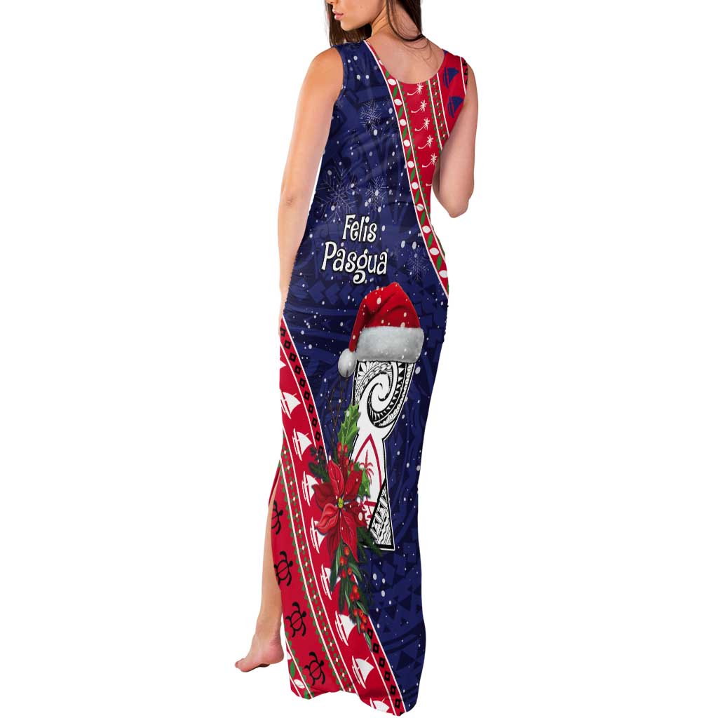 Guam Christmas Tank Maxi Dress Felis Nabidat Guaman Seal With Poinsettia LT05 - Polynesian Pride