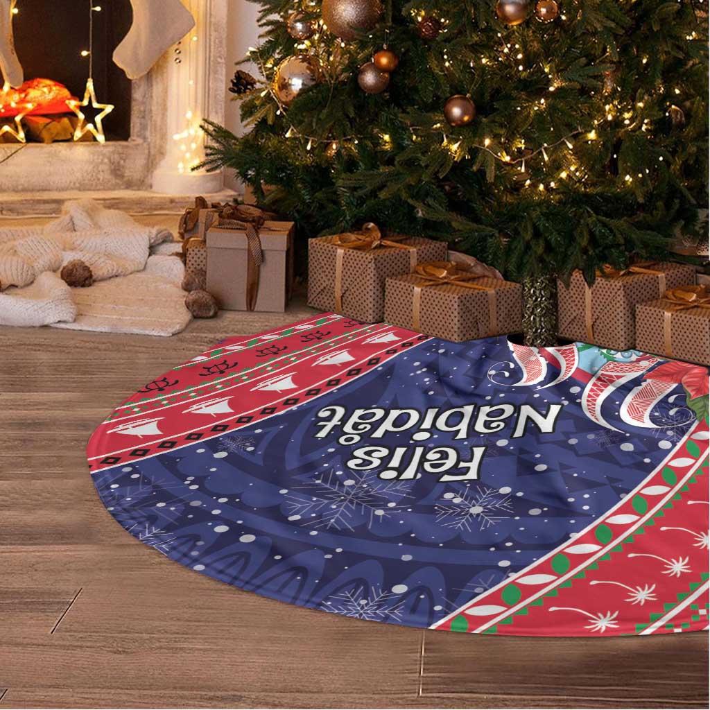 Guam Christmas Tree Skirt Felis Nabidat Guaman Seal With Poinsettia LT05 - Polynesian Pride