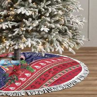 Guam Christmas Tree Skirt Felis Nabidat Guaman Seal With Poinsettia LT05 - Polynesian Pride