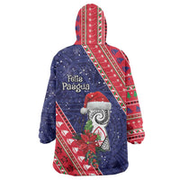 Guam Christmas Wearable Blanket Hoodie Felis Nabidat Guaman Seal With Poinsettia LT05 - Polynesian Pride