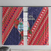 Guam Christmas Window Curtain Felis Nabidat Guaman Seal With Poinsettia LT05 With Hooks Blue - Polynesian Pride