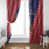 Guam Christmas Window Curtain Felis Nabidat Guaman Seal With Poinsettia LT05 - Polynesian Pride