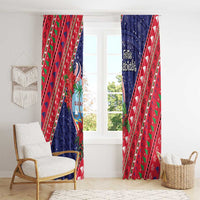 Guam Christmas Window Curtain Felis Nabidat Guaman Seal With Poinsettia LT05 - Polynesian Pride