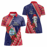 Guam Christmas Women Polo Shirt Felis Nabidat Guaman Seal With Poinsettia LT05 - Polynesian Pride