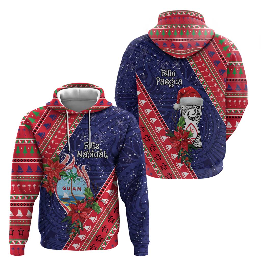 Guam Christmas Zip Hoodie Felis Nabidat Guaman Seal With Poinsettia LT05 - Polynesian Pride