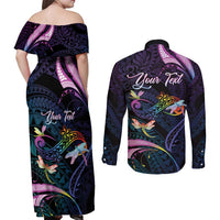 Personalised Polynesia Memorial Couples Matching Off Shoulder Maxi Dress and Long Sleeve Button Shirt Always Remembered Dragonfly Polynesian Style LT05 - Polynesian Pride