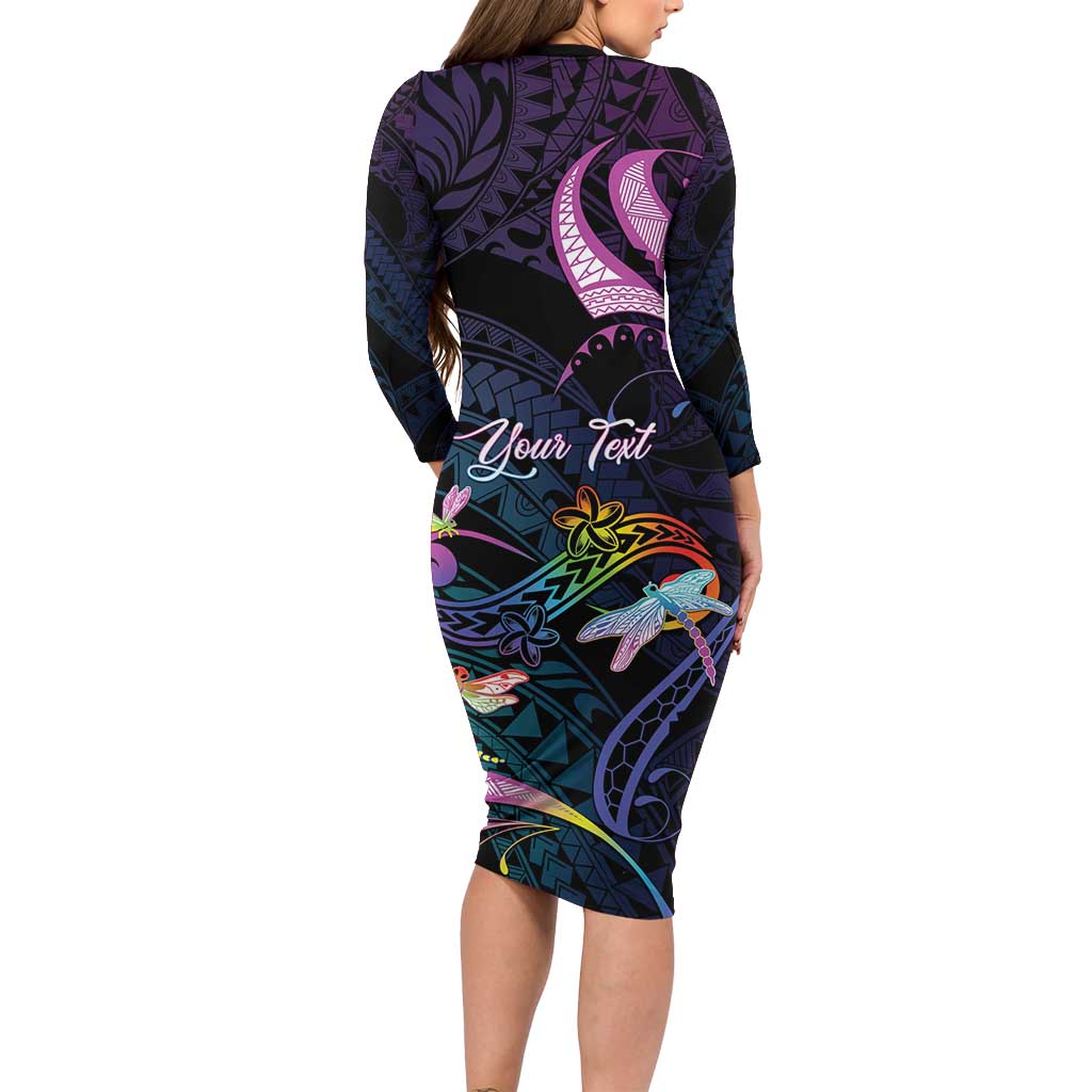 Personalised Polynesia Memorial Family Matching Long Sleeve Bodycon Dress and Hawaiian Shirt Always Remembered Dragonfly Polynesian Style LT05 - Polynesian Pride