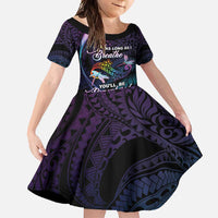Personalised Polynesia Memorial Family Matching Mermaid Dress and Hawaiian Shirt Always Remembered Dragonfly Polynesian Style LT05 Daughter's Dress Colorful - Polynesian Pride