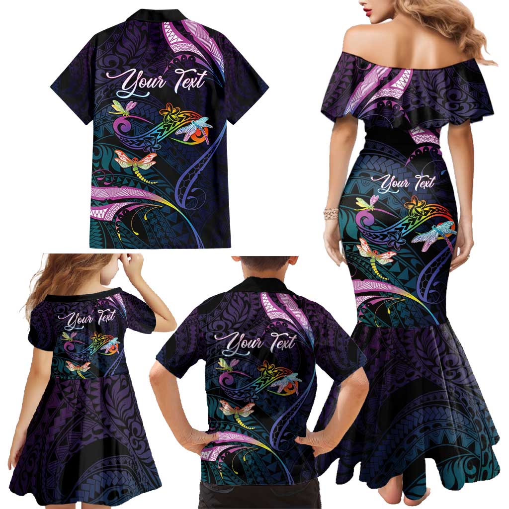 Personalised Polynesia Memorial Family Matching Mermaid Dress and Hawaiian Shirt Always Remembered Dragonfly Polynesian Style LT05 - Polynesian Pride