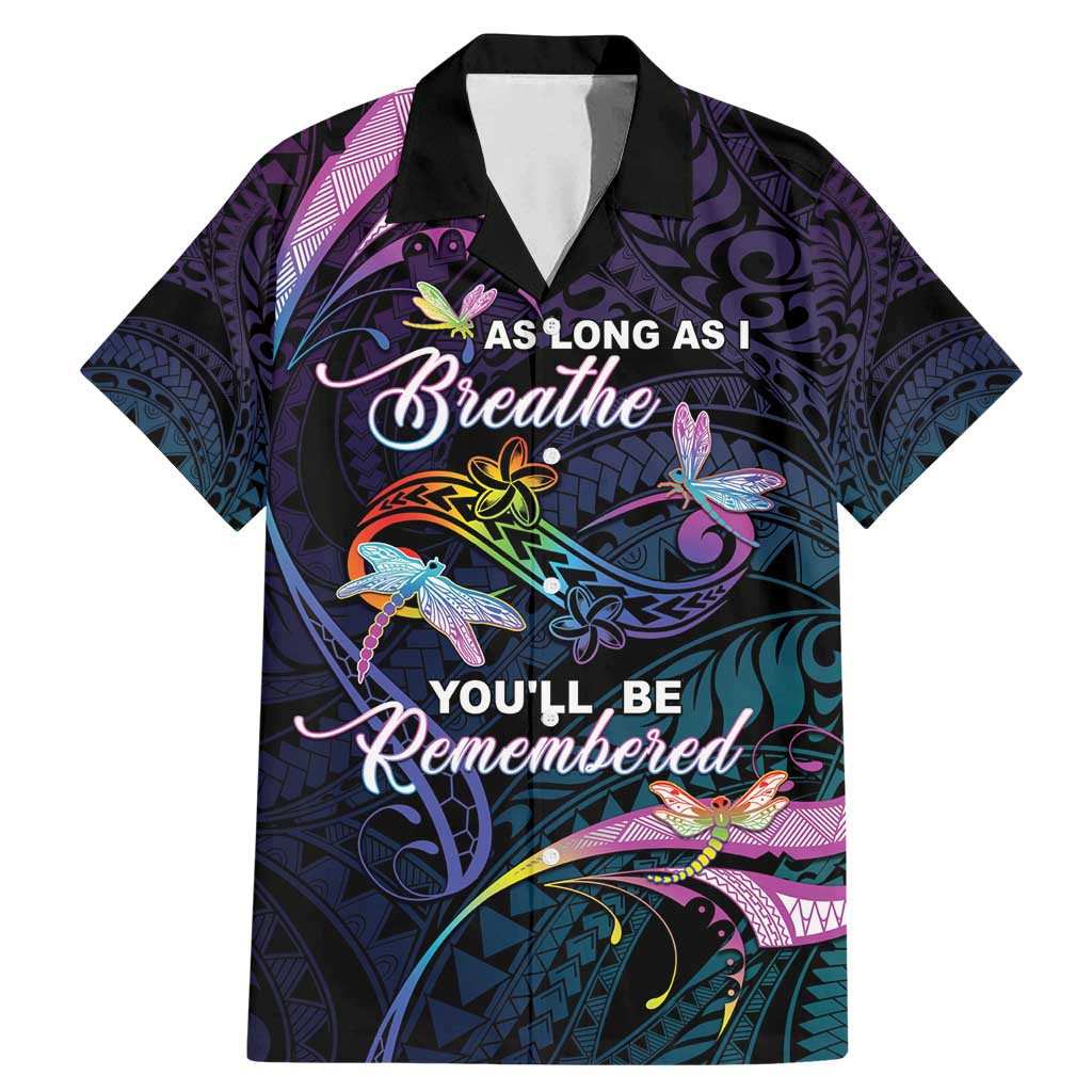 Personalised Polynesia Memorial Family Matching Mermaid Dress and Hawaiian Shirt Always Remembered Dragonfly Polynesian Style LT05 Dad's Shirt - Short Sleeve Colorful - Polynesian Pride