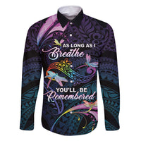 Personalised Polynesia Memorial Family Matching Mermaid Dress and Hawaiian Shirt Always Remembered Dragonfly Polynesian Style LT05 Dad's Shirt - Long Sleeve Colorful - Polynesian Pride