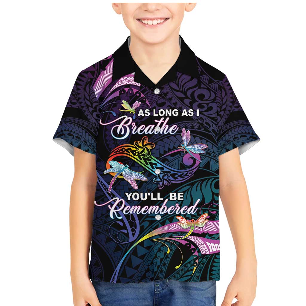 Personalised Polynesia Memorial Family Matching Mermaid Dress and Hawaiian Shirt Always Remembered Dragonfly Polynesian Style LT05 Son's Shirt Colorful - Polynesian Pride