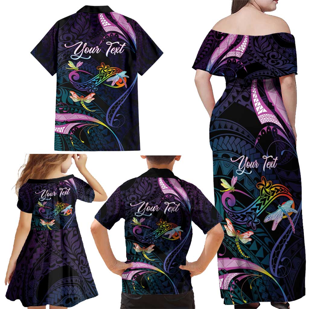 Personalised Polynesia Memorial Family Matching Off Shoulder Maxi Dress and Hawaiian Shirt Always Remembered Dragonfly Polynesian Style LT05 - Polynesian Pride