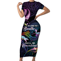 Personalised Polynesia Memorial Family Matching Short Sleeve Bodycon Dress and Hawaiian Shirt Always Remembered Dragonfly Polynesian Style LT05 Mom's Dress Colorful - Polynesian Pride