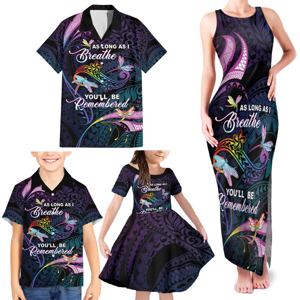 Personalised Polynesia Memorial Family Matching Tank Maxi Dress and Hawaiian Shirt Always Remembered Dragonfly Polynesian Style LT05 - Polynesian Pride