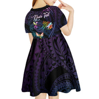 Personalised Polynesia Memorial Kid Short Sleeve Dress Always Remembered Dragonfly Polynesian Style