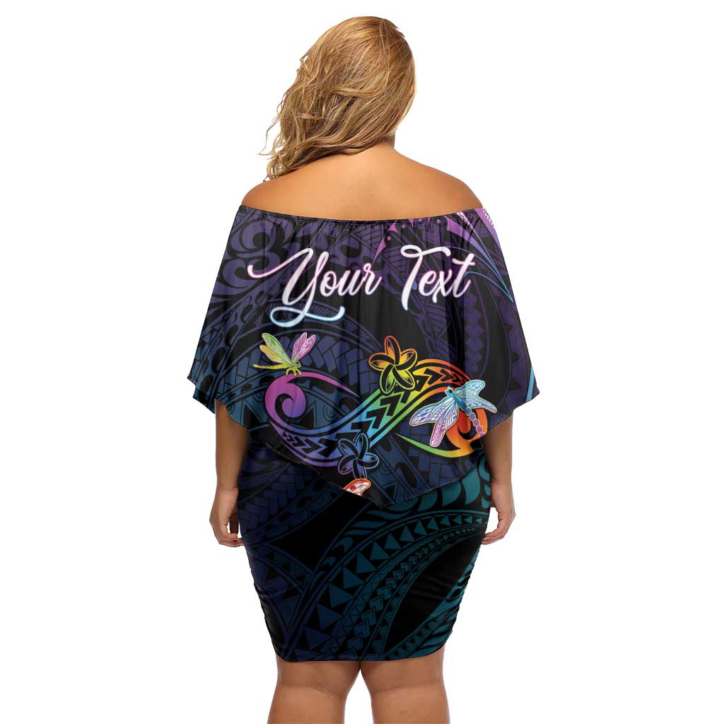 Personalised Polynesia Memorial Off Shoulder Short Dress Always Remembered Dragonfly Polynesian Style LT05 - Polynesian Pride