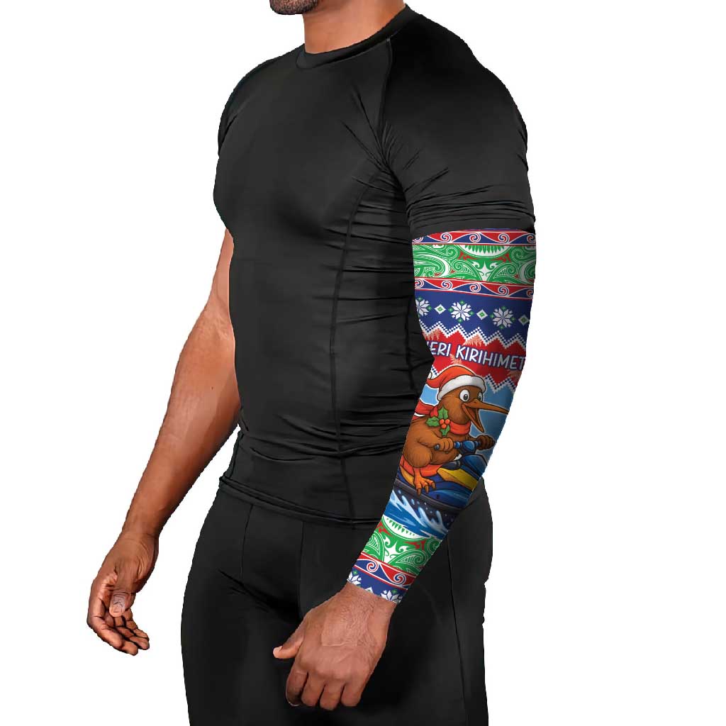 New Zealand Christmas Arm Sleeves Funny Jet Ride Kiwi Xmas - Polynesian Pride