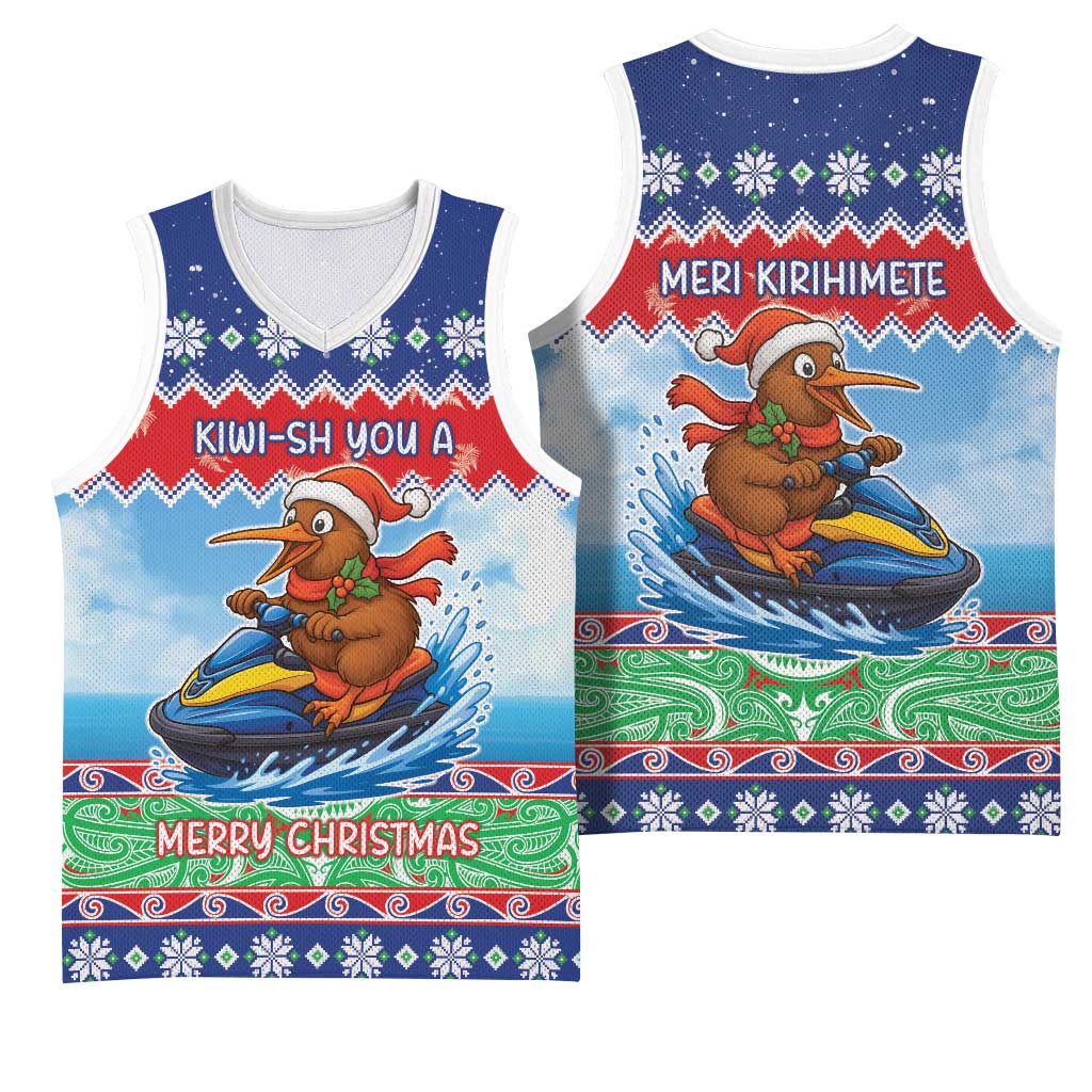 New Zealand Christmas Basketball Jersey Funny Jet Ride Kiwi Xmas LT05 - Polynesian Pride
