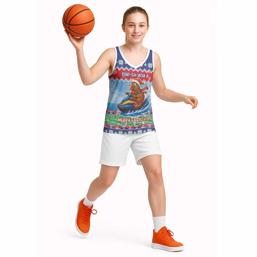New Zealand Christmas Basketball Jersey Funny Jet Ride Kiwi Xmas LT05 - Polynesian Pride