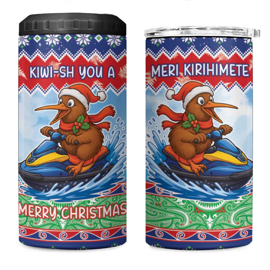 New Zealand Christmas 4 in 1 Can Cooler Tumbler Funny Jet Ride Kiwi Xmas LT05 One Size: 16 oz Blue - Polynesian Pride