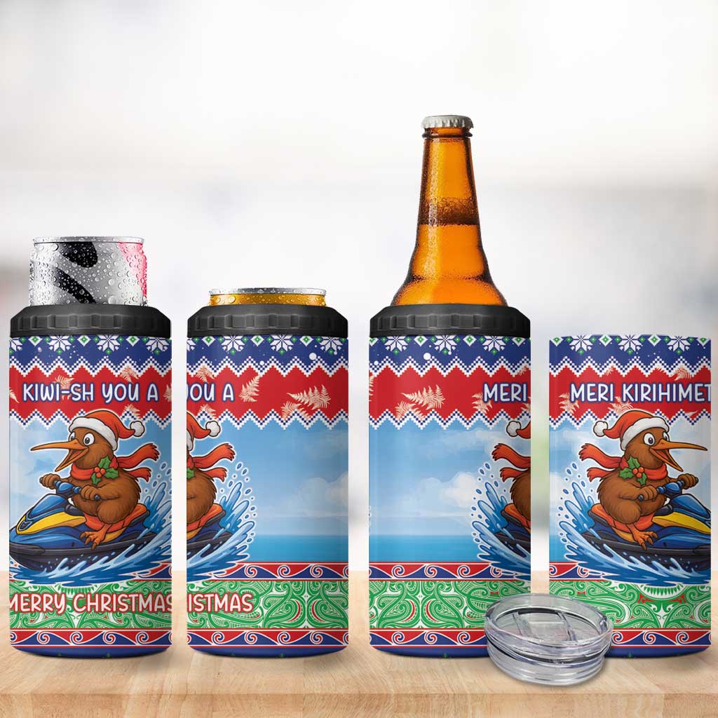 New Zealand Christmas 4 in 1 Can Cooler Tumbler Funny Jet Ride Kiwi Xmas LT05 - Polynesian Pride