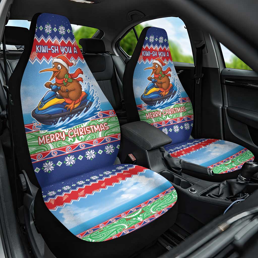 New Zealand Christmas Car Seat Cover Funny Jet Ride Kiwi Xmas LT05 One Size Blue - Polynesian Pride