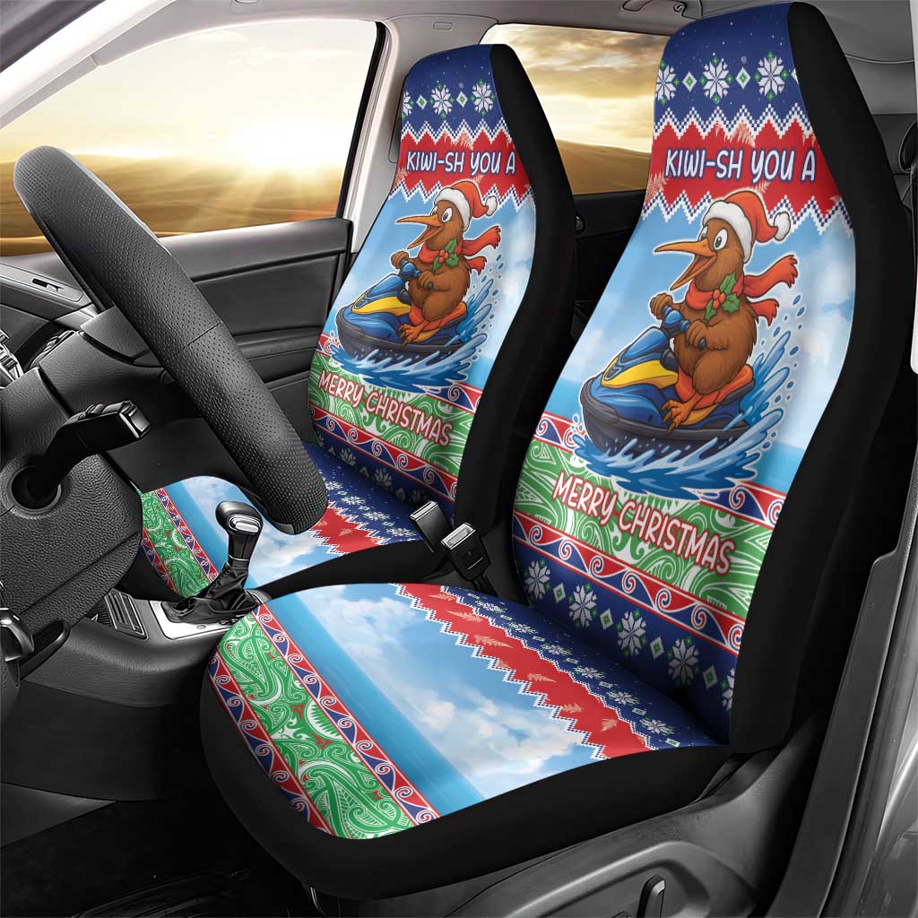 New Zealand Christmas Car Seat Cover Funny Jet Ride Kiwi Xmas LT05 - Polynesian Pride