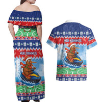 New Zealand Christmas Couples Matching Off Shoulder Maxi Dress and Hawaiian Shirt Funny Jet Ride Kiwi Xmas LT05 - Polynesian Pride