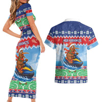 New Zealand Christmas Couples Matching Short Sleeve Bodycon Dress and Hawaiian Shirt Funny Jet Ride Kiwi Xmas LT05 - Polynesian Pride