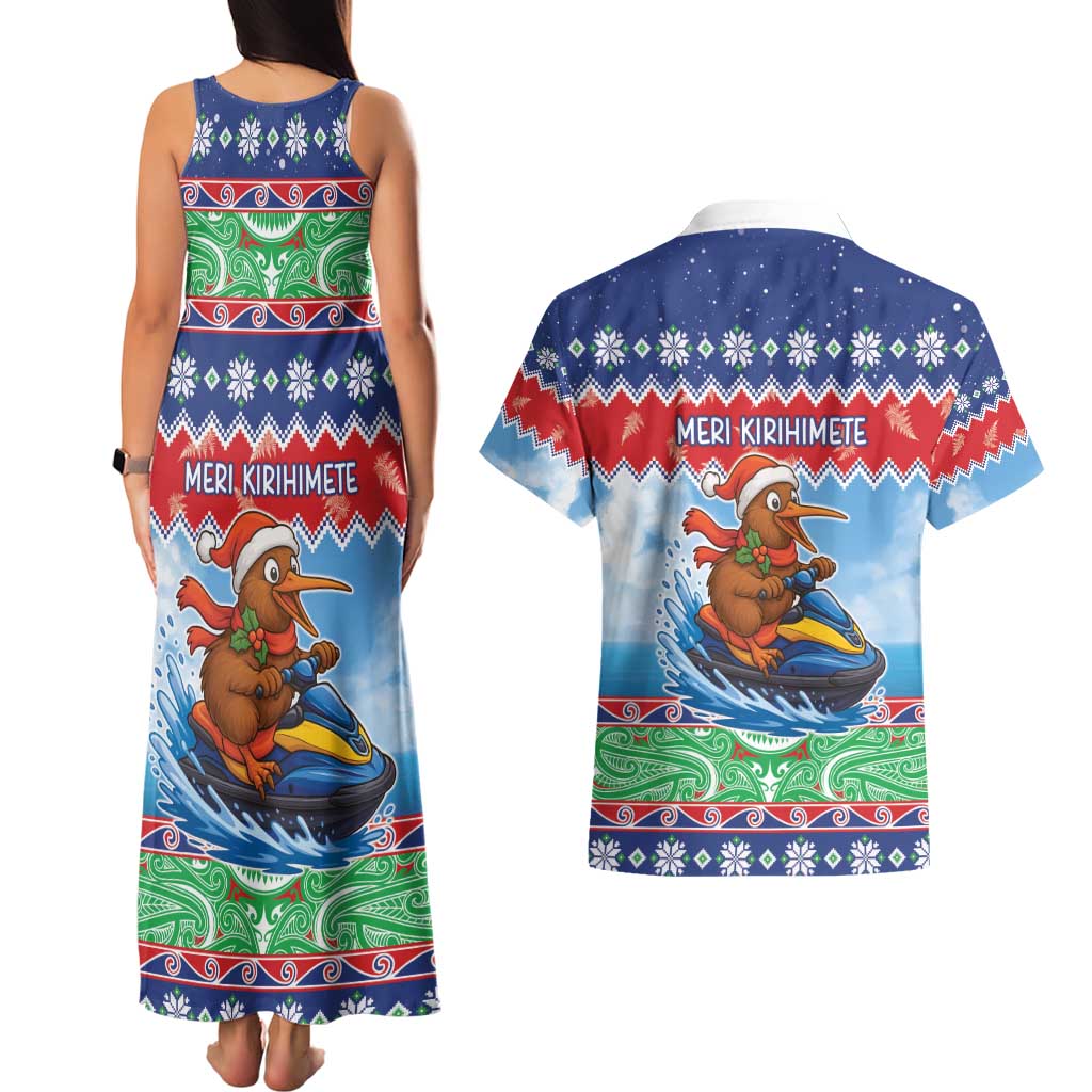 New Zealand Christmas Couples Matching Tank Maxi Dress and Hawaiian Shirt Funny Jet Ride Kiwi Xmas LT05 - Polynesian Pride