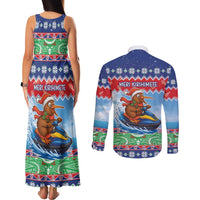 New Zealand Christmas Couples Matching Tank Maxi Dress and Long Sleeve Button Shirt Funny Jet Ride Kiwi Xmas LT05 - Polynesian Pride