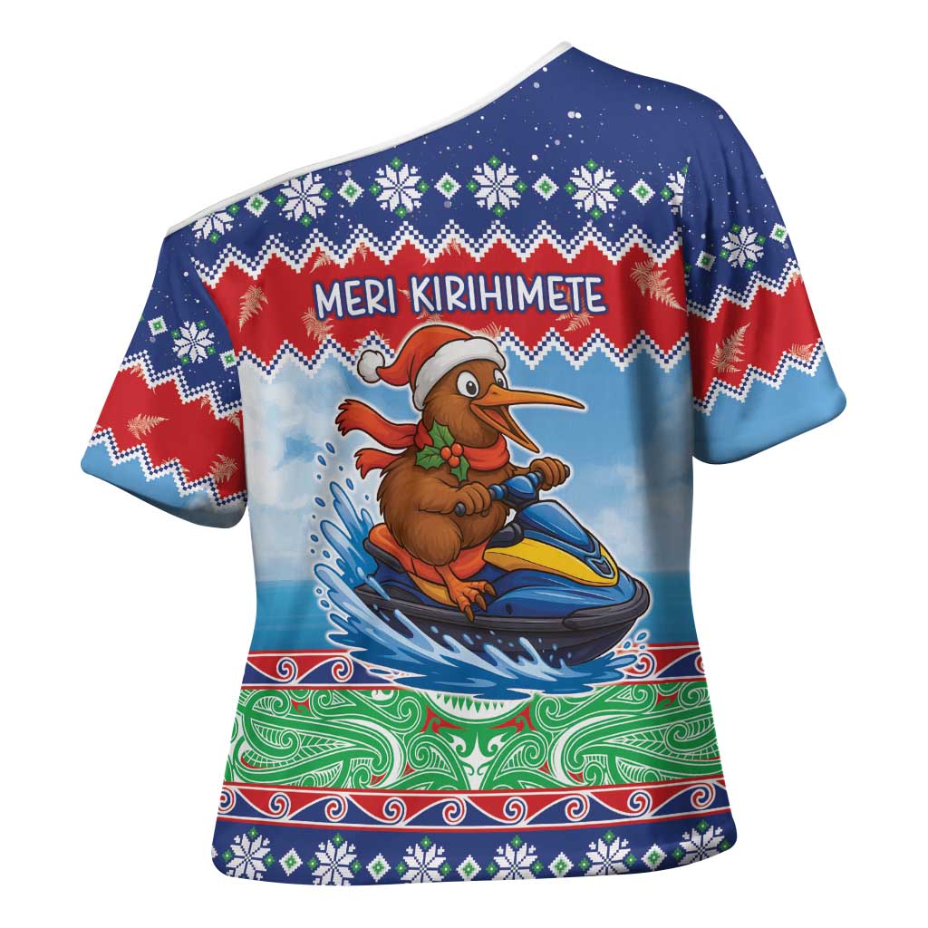 New Zealand Christmas Cross Shoulder Shirt Funny Jet Ride Kiwi Xmas LT05 - Polynesian Pride