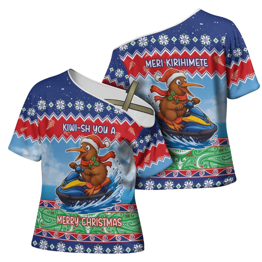 New Zealand Christmas Cross Shoulder Shirt Funny Jet Ride Kiwi Xmas LT05 - Polynesian Pride