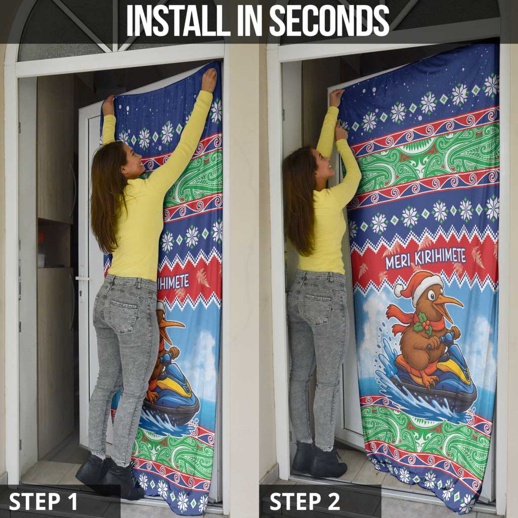 New Zealand Christmas Door Cover Funny Jet Ride Kiwi Xmas LT05 - Polynesian Pride