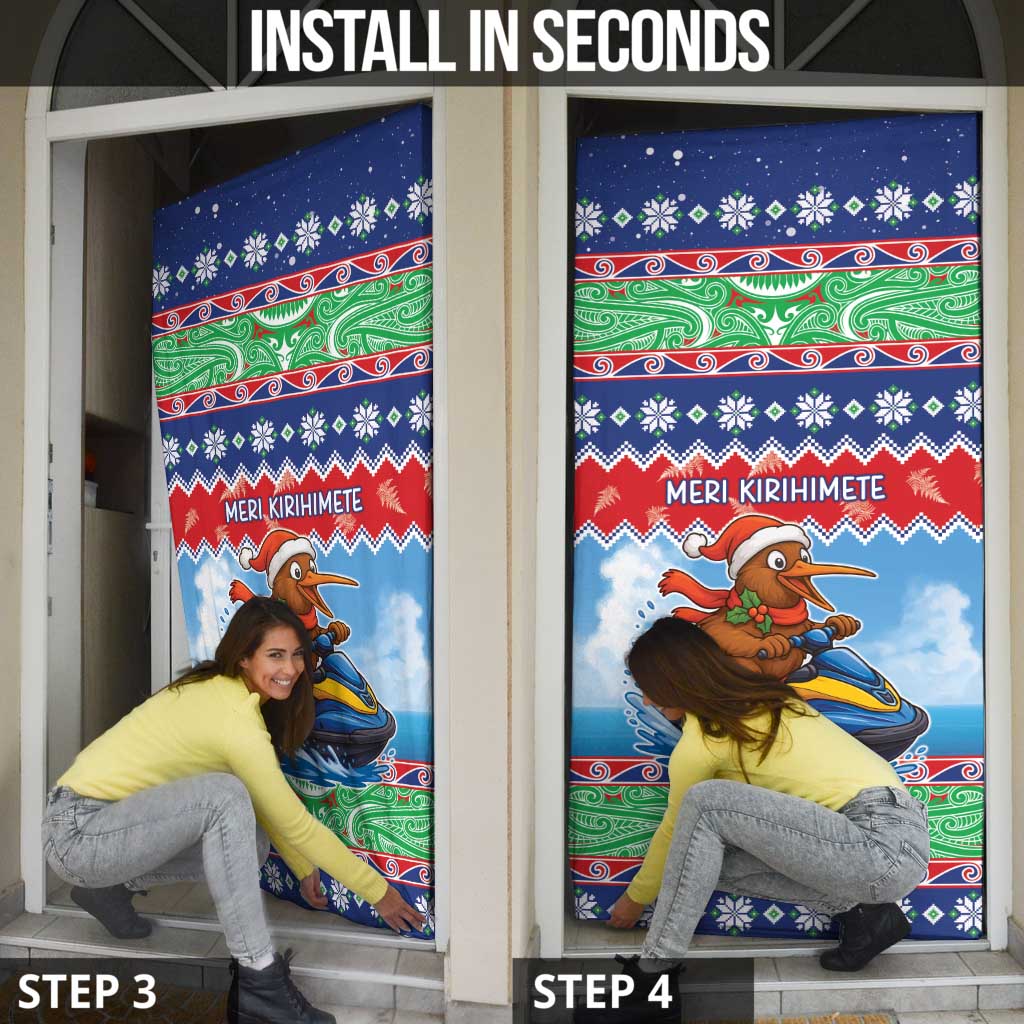 New Zealand Christmas Door Cover Funny Jet Ride Kiwi Xmas LT05 - Polynesian Pride