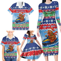 New Zealand Christmas Family Matching Long Sleeve Bodycon Dress and Hawaiian Shirt Funny Jet Ride Kiwi Xmas LT05 - Polynesian Pride