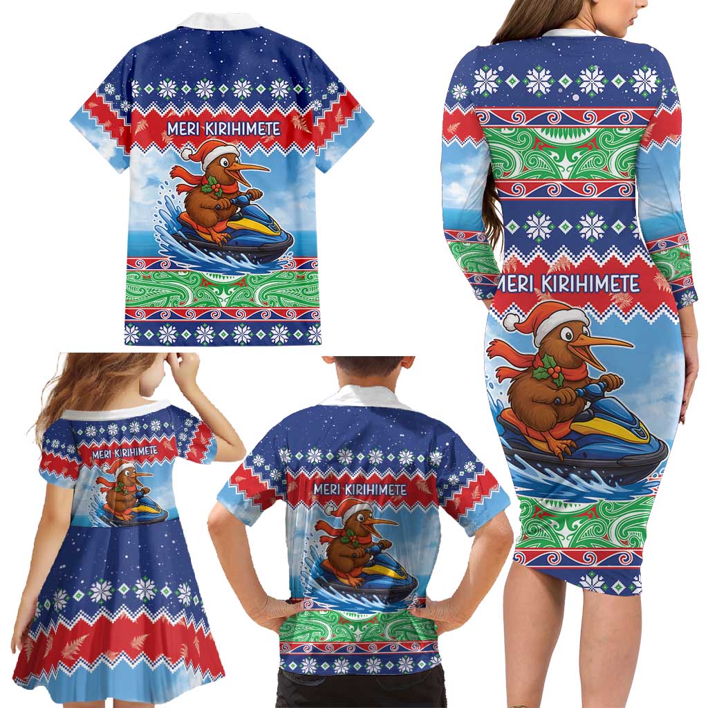 New Zealand Christmas Family Matching Long Sleeve Bodycon Dress and Hawaiian Shirt Funny Jet Ride Kiwi Xmas LT05 - Polynesian Pride