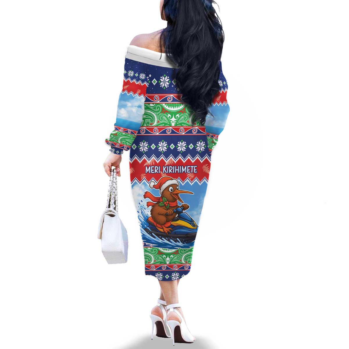 New Zealand Christmas Family Matching Off The Shoulder Long Sleeve Dress and Hawaiian Shirt Funny Jet Ride Kiwi Xmas LT05 - Polynesian Pride