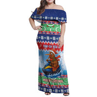 New Zealand Christmas Family Matching Off Shoulder Maxi Dress and Hawaiian Shirt Funny Jet Ride Kiwi Xmas LT05 Mom's Dress Blue - Polynesian Pride
