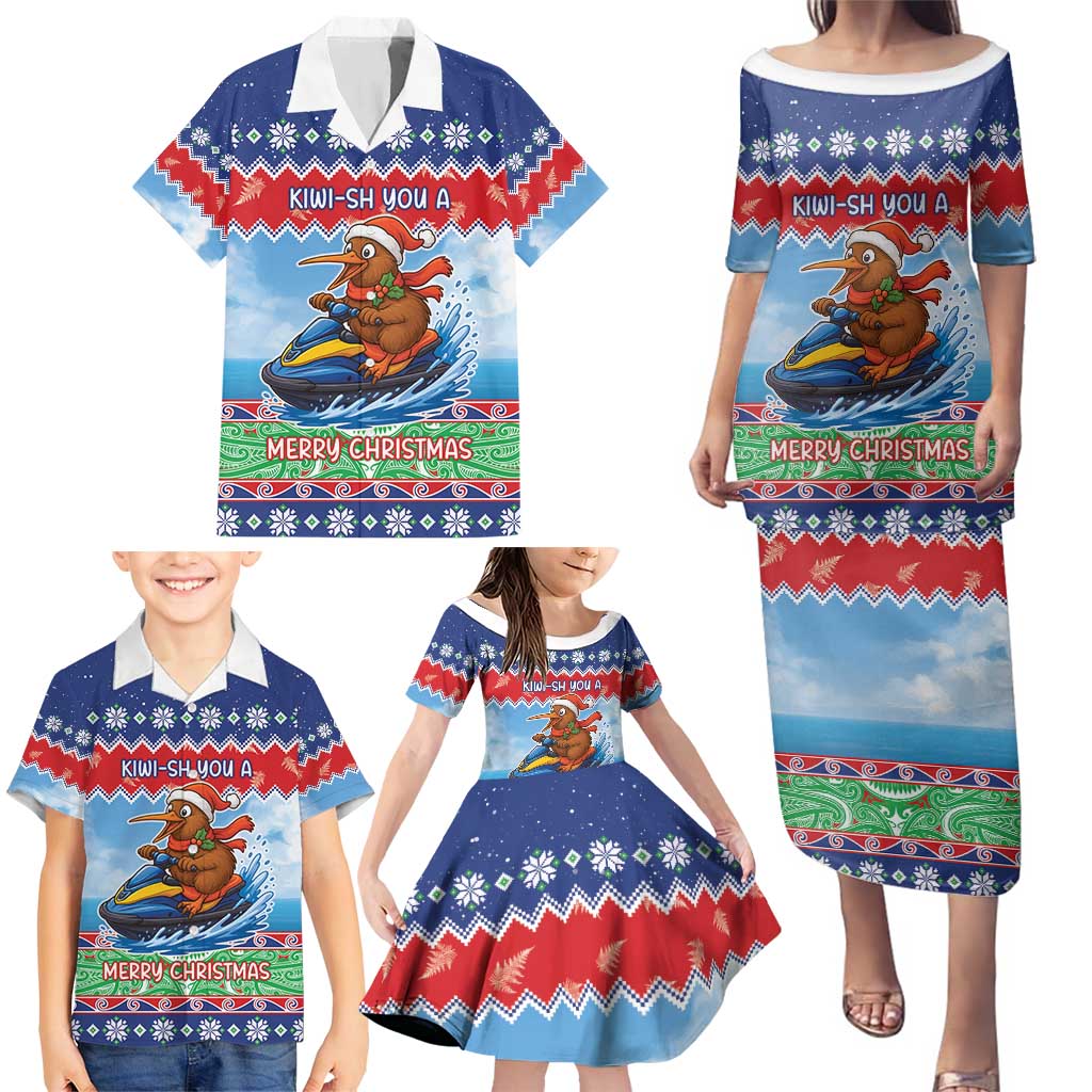 New Zealand Christmas Family Matching Puletasi and Hawaiian Shirt Funny Jet Ride Kiwi Xmas LT05 - Polynesian Pride