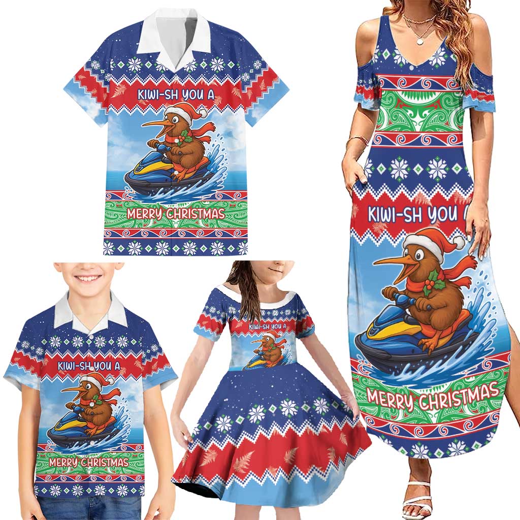 New Zealand Christmas Family Matching Summer Maxi Dress and Hawaiian Shirt Funny Jet Ride Kiwi Xmas LT05 - Polynesian Pride
