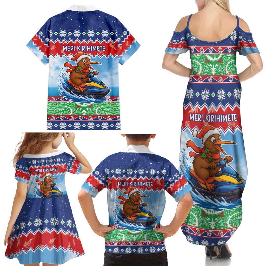 New Zealand Christmas Family Matching Summer Maxi Dress and Hawaiian Shirt Funny Jet Ride Kiwi Xmas LT05 - Polynesian Pride