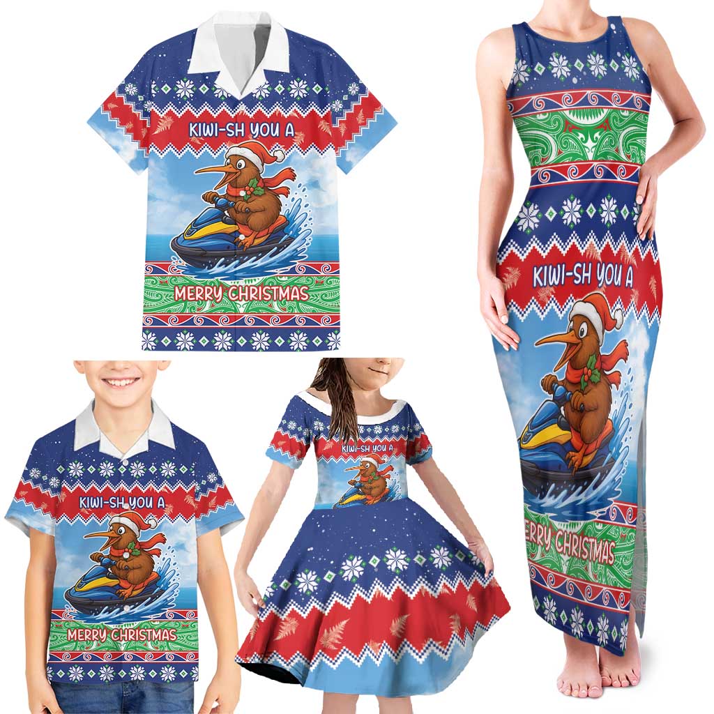 New Zealand Christmas Family Matching Tank Maxi Dress and Hawaiian Shirt Funny Jet Ride Kiwi Xmas LT05 - Polynesian Pride