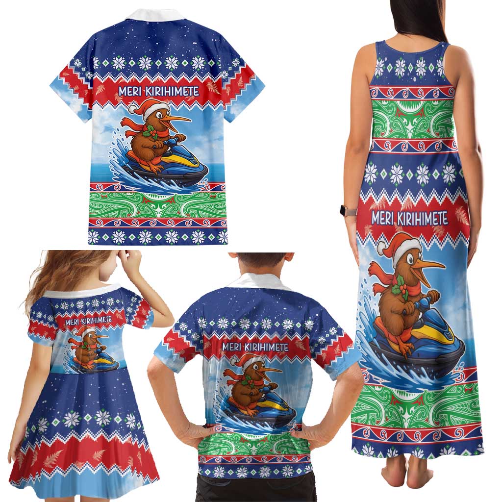 New Zealand Christmas Family Matching Tank Maxi Dress and Hawaiian Shirt Funny Jet Ride Kiwi Xmas LT05 - Polynesian Pride